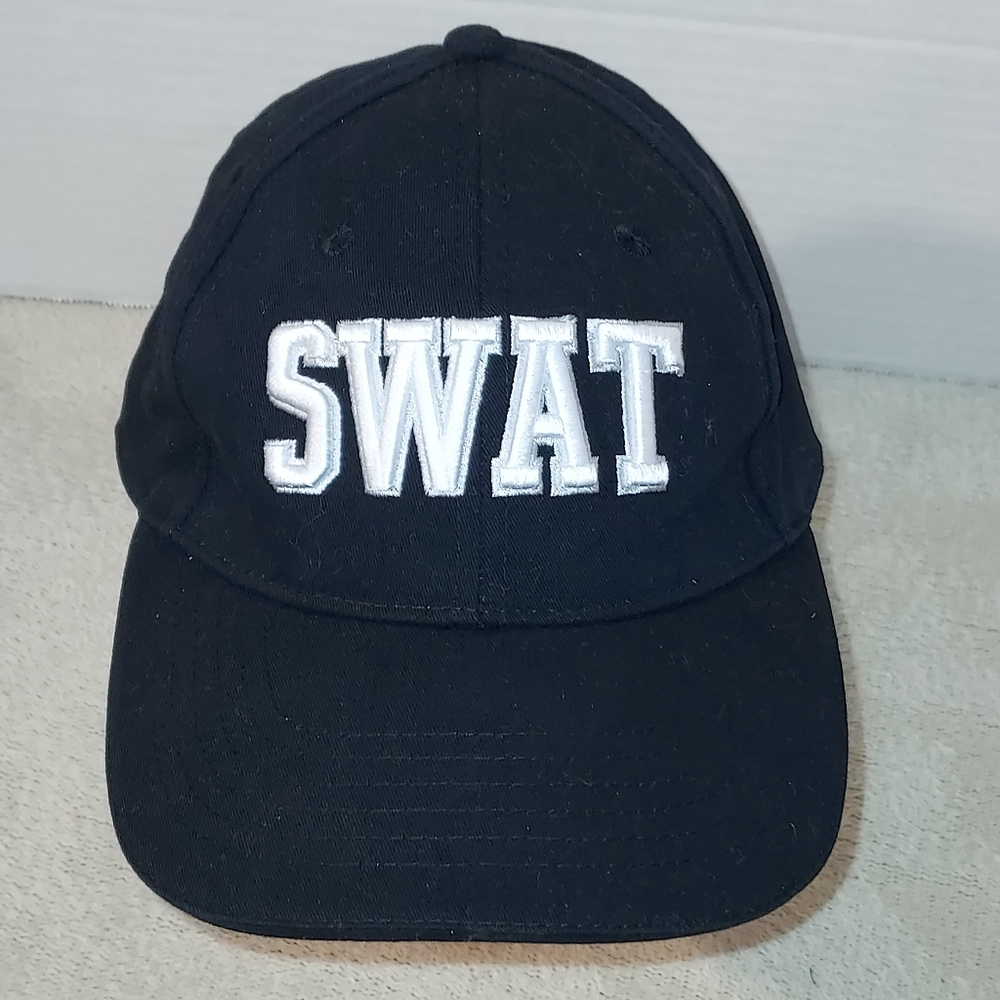 SWAT Baseball Cap black with white embroidered SWAT Adjustable